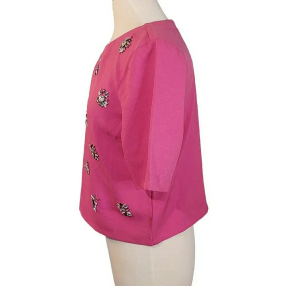 Harper Pink Short Sleeved Jewel Embellished Top Size M - Picture 2 of 9
